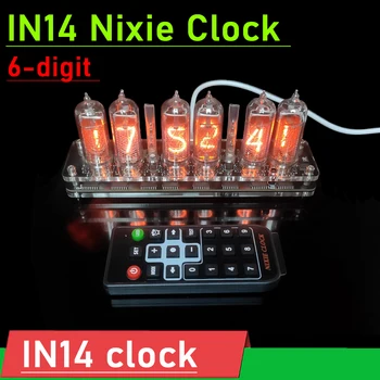 6-цифрен дигитален дисплей часа Nixie IN14, модул часа с лампа с нажежаема жичка IN-14, USB-КАБЕЛ TYPE-C, дистанционно управление