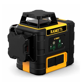 Лазерен ниво Kaiweets KT360A 3 x 360 Линеен Самонивелирующийся лазер с 2 батерии - Работи 40 часа