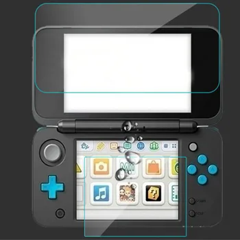 2 Бр. Протектор на екрана от закалено Стъкло + Долна Прозрачен Защитен Филм с Пълно Покритие за Nintendo New 2DS XL/LL 2DSXL/2DSLL