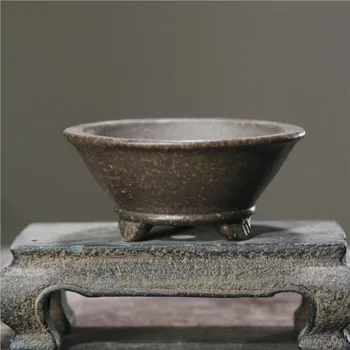 Саксия с лилав пясък, китайски саксия за бонсай, ръчна изработка, ретро мини-пот за сукуленти Yixing, битова и декоративна саксия LE483