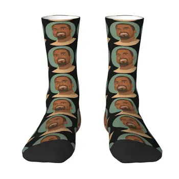 Модни чорапи с изображение на главата на Кание Уэста, мъжки и дамски чорапи с 3D принтом, спортни и футболни чорапи