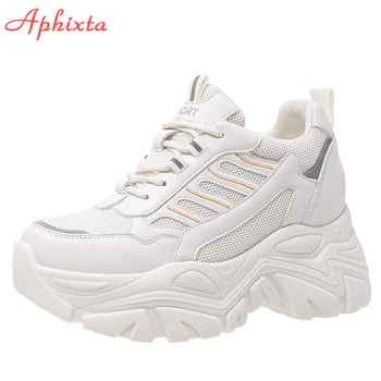 Aphixta/ 2022 г., Увеличаване на Растежа Обувки, Дамски Обувки, Въздушна Мрежа, Топло Спортни Обувки на платформа с шнур, Дишащи обувки за Баща на Дебела Подметка