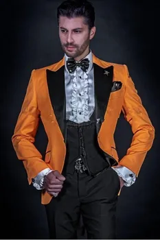 Индивидуален дизайн, Мъжки Сватбени смокинги, Чудесен мъжки костюм на Младоженеца, Бизнес Стил, блейзър, за бала, Костюм от 3 теми (Яке + Панталон + елек + вратовръзка)