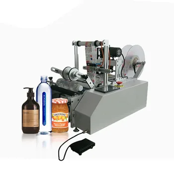 Евтина настолна полуавтоматична labeller машина със самозалепваща стикер за кръгли бутилки