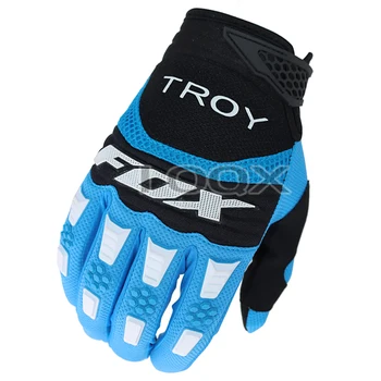 Troy Fox MX Pawtector Сини ръкавици за мотокрос MX, състезателни ръкавици за колоездачи