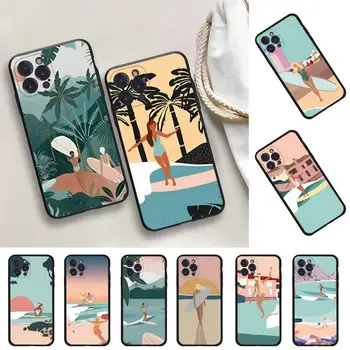 Калъф за телефон art surf Момиче за iPhone 14 11 12 13 Mini Pro Max 8 7 6 6S Plus X SE 2020 XR XS Funda Case