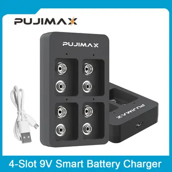 PUJIMAX Ново Зарядно Устройство с 4 Слота, Независимо 9 В, Умна Бързо Зареждане На Ni-MH/Ni-Cd/Литиево-йонна батерия Литиево-йонна Акумулаторна Батерия