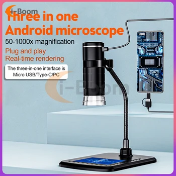 Безжичен дигитален микроскоп с Ръчно USB HD инспектиращата камера с 50-1000-кратно увеличение с гъвкава стойка за iPhone, iPad PC