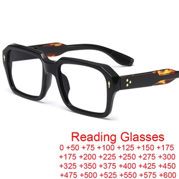 Черни квадратни мъжки слънчеви очила за четене 2023, марка дизайнерски обувки, Антисиневой светлина, прозрачни Рамки за очила, Модни Очила по Рецепта