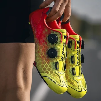 Santic Велосипедна обувки, Мъжки Обувки За Шоссейного Наем От Въглеродни Влакна, Дишаща Самоблокирующаяся 2020 PRO Racing Team, Спортна Велосипедна обувки