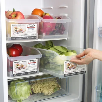 Японски разтегателен хладилник, кутия за съхранение на пресни продукти, кухненски кутия за съхранение на продукти и облицовки, прозрачна пластмасова кутия за съхранение на зеленчуци
