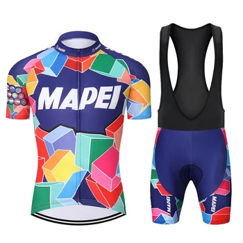 Мъжки комплект майо за велоспорта, синя велосипедна риза, панталони с мтб, командване велосипедна дрехи, жилетка от джърси Cyc, мъжки цветни квадрати