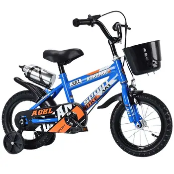 Детски велосипед с тренировочными колела, детски мотор има заден държач за чайника, предния ръб е Подходящ за деца над 3 години