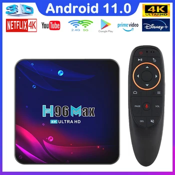 H96 Max RK3318 Smart TV Box Android 11 БТ 4K, 3D, Wifi 2,4 G и 5,8 G 4 GB оперативна ПАМЕТ 32G 64G мултимедиен плейър Много Бързо конзола 2023 НОВА