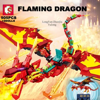 SEMBO 505PCS Огненият Атака на Дракона Строителни Блокове мини фигурки DIY Модел Movie City Тухли Забавни Играчки За Приятелите на Децата си