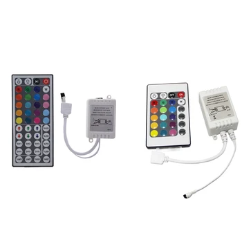 1 бр 44-ключ IR дистанционно управление За led лента RGB 5050 и 1 брой led RGB контролер за Управление на IR FB 24 Клавишите Бял