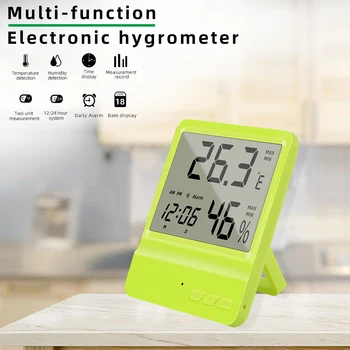 Часовници с LCD дисплей, измерване на температура и влажност на въздуха, мултифункционален домакински термометър за разходки на закрито и на стената влагомер