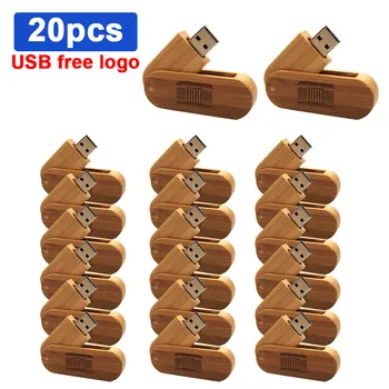 20 бр/лот USB 2.0 Дървени usb флаш памет memory Stick бамбук дървена дръжка-памет 4 GB 16 GB 32 GB 64 GB U-диск сватбени подаръци с безплатен достъп до логото си
