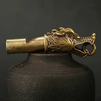 Ръчно изработени от Месинг Свирка във формата на Главата на Дракона Ключовете от колата Верига за Окачване на Мъже, Жени Инструментите за оцеляване на открито Свирки Колиета и Ключодържатели, Шарм