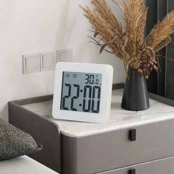 Цифров часовник с аларма, термометър, LCD дисплей, електронни часовници за помещения, настолни часовници
