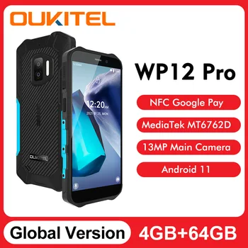Global OUKITEL WP12 Pro 4 + GB 64 GB Android 11 Хелио A20 Четириядрен Процесор 720*1400 4000 ма, 13-Мегапикселова Камера IP68 IP69K Трайни мобилен телефон с NFC