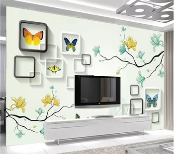 wellyu Потребителски тапети 3D стерео кутия с ръчно рисувани пеперуда дневна спалня ТЕЛЕВИЗИЯ фон тапети papel de parede тапети