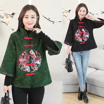 Зимно-есенна яке за жени 2018, китайски тенденция стилове, дамски елегантни дрехи, яке-кимоно, дамски 2018 AA4265