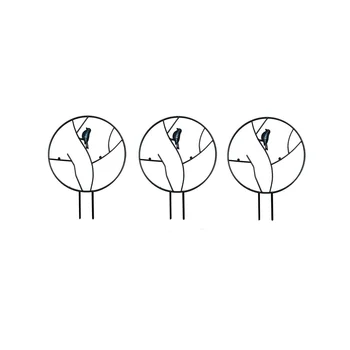 Висока Градинска Решетка за Увивни растения, Устойчиви На Корозия Стоманена Решетка за Стайни Растения в саксии, Решетка Bird Round Circle Черен Цвят