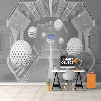 Потребителски Фотообои 3D Кръгла Топка Космически Кораб Space Стенопис Хол с Телевизор, Разтегателен Фон Спалня Декор на Стените Papel De Parede 3D