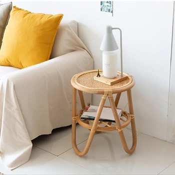 Холни маси от японски ратан Модерна домакински мебели за хола с настаняване в семейство Творчески маса от бамбук и ратан кръгла маса