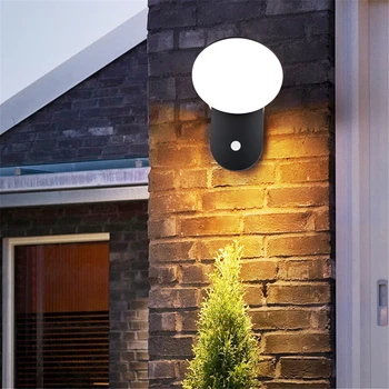 12 W led Външни Непромокаеми Стенни Лампи с Индукция на човешкото Тяло, монтиран на стената лампа за градина на верандата, Алуминий аплици, Модерно Вътрешно Осветление