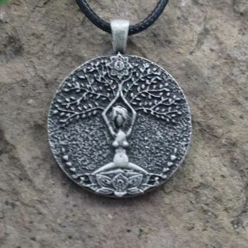 SanLan wicca дървото на живота, колие богиня на Луната, Духовни украса на късмета си, украса за йога