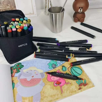 Маркерная дръжка с двойна глава с Маслени акварели писалка За рисуване на anime съотвествието на 24 36 48 80 Цвята Маркерный молив Подаръци