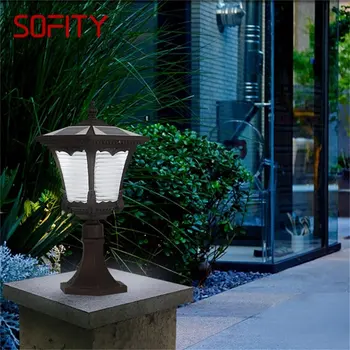 Слънчев, с монтиран на стената лампа SOFITY, уличен led модерен стълб, водоустойчив, за дома, двора, веранда, градина, вили, морава