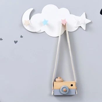 Креативна скъпа форма на звезди, Луна, облаци, стенни куки за дрехи без пирони, Детска стая, декоративна закачалка за ключове, Кухненски кука за съхранение