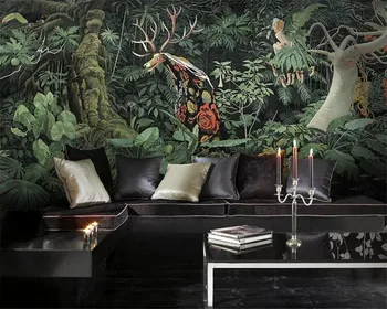 papel de parede Снимка на поръчка 3D тапети ръчно рисувани жираф джунглата тропическа гора кафене ресторант фон декоративна живопис
