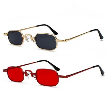 2 предмета, ретро пънк очила, прозрачни квадратни слънчеви очила, дамски ретро слънчеви очила, мъжки метална дограма, Черно, Сиво + Златен и червен