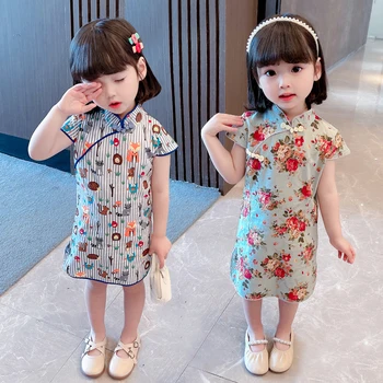 Лятна рокля за момичета, рокля в китайски стил за момичета, ежедневното дрехи за деца, дрехи за деца за момичета
