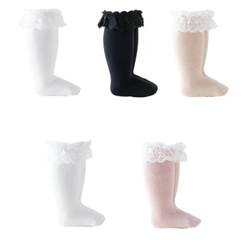 D7WF Есенни и Зимни Чорапи до Глезена, Дантелени Чорапи С Волани, Удобни Модни Чорапи С Къдри