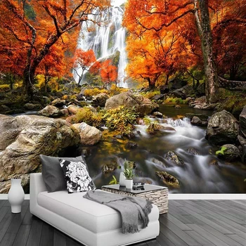 Водопад Природният Пейзаж Голяма стенни картини по Поръчка Фотообои За хола Разтегателен ТЕЛЕВИЗИЯ фон Стенни рисувани от папие-маше 3D