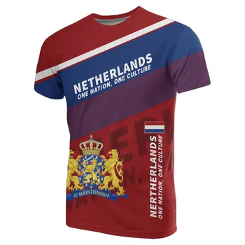 Тениски с Флага на Холандия, Национална емблема, тениски с 3D Принтом, Лятна Тениска, Модни Детски Ежедневни Тениска За Момчета И Момичета, Тениски с кръгло деколте, Риза