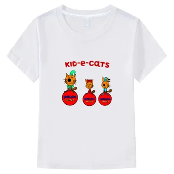 Детска Лятна модна тениска унисекс от 100% памук Кид-e-cats, блузи с къси ръкави за момчета, тениска, бебешки дрехи за момичета