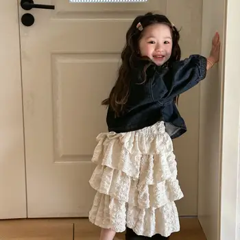 Детски дрехи, дрехи плиссированная пола на подтяжках за момичета, нова рокля в корейски стил