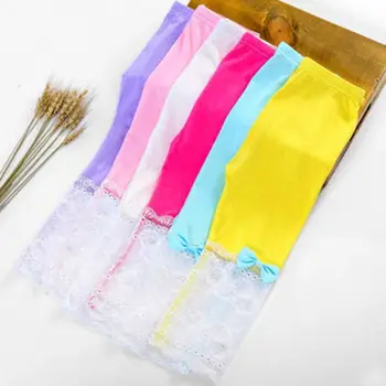 Детски гамаши, с хубав нос за деца 2-9 години, приталенные дантелени скъсяване на панталони за момичета, ежедневни домашни стегнати ластични панталони в ярки цветове