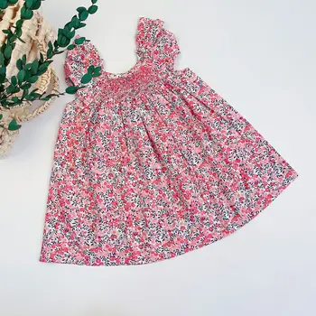 Бебешка рокля с бродерия, детска рокля с разпокъсани цвете, дрехи за кукли