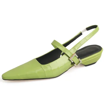 Dilalula, Ново записване, дамски сандали от естествена кожа, модерен дамски летни обувки от естествена кожа със кристали и остри пръсти за ниска пета
