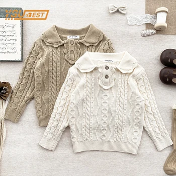Есен-зима, обикновена пуловери с дълъг ръкав за малки момичета, детски плетени калъф за пуловери за малки момичета, детски пуловери от 1 до 5 години