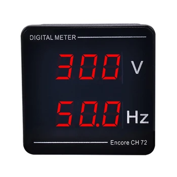 Цифров измерител на напрежение, HZ, панел, волтметър, честота, led дисплей AC50-500V 10-99,9 Hz, Вграден монтаж Компактен размер