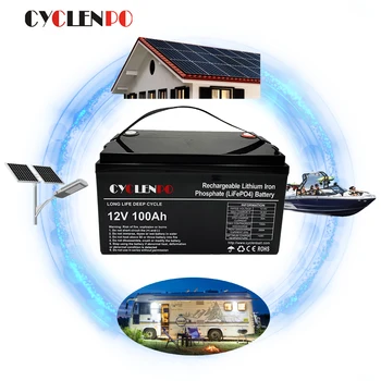 Литиево-йонна батерия дълбоко цикъл lifepo4 12v 100ah с bms за голф/лодка/на слънчевата система