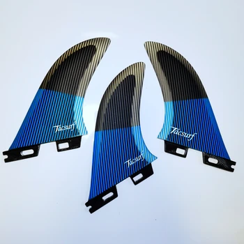 Нов Дизайн, жълто-сини плавници за сърфиране, трехкомпонентный перка за дъски за сърф от эпоксидного фибростъкло, размери S, M, L
